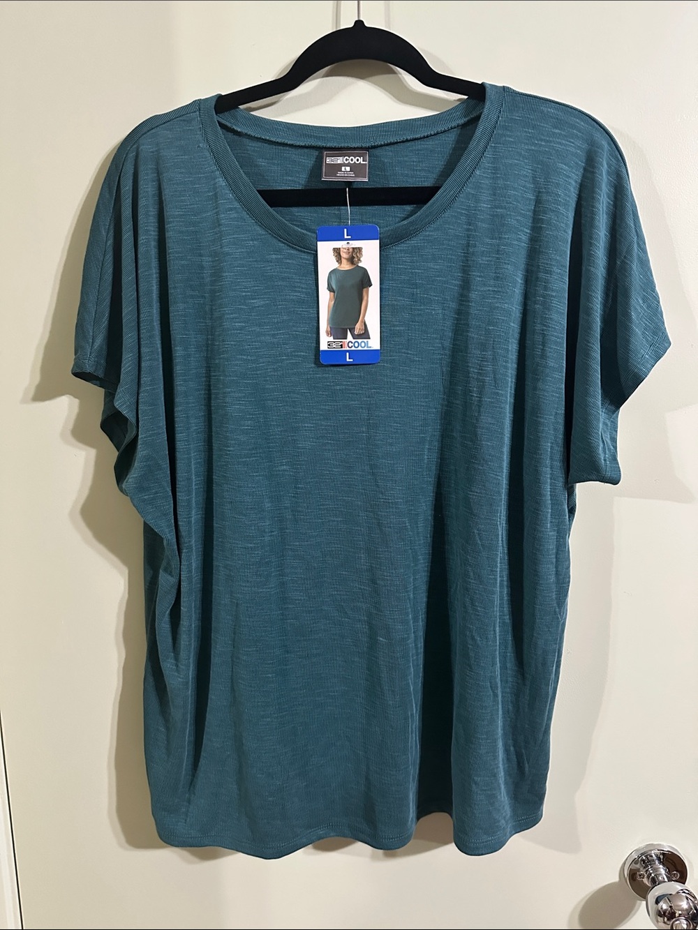 32 Degrees Ribbed Short Sleeve Tee in Teal